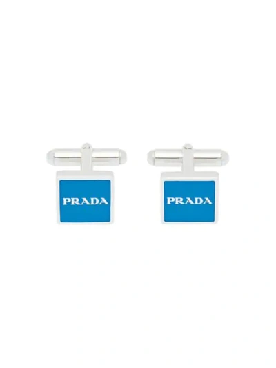 Shop Prada Silver And Enamel Cufflinks