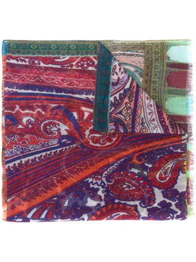 Shop Etro Paisley-print Scarf In Blue