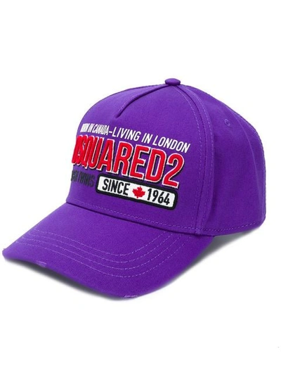 Shop Dsquared2 Logo Patch Baseball Cap In Purple