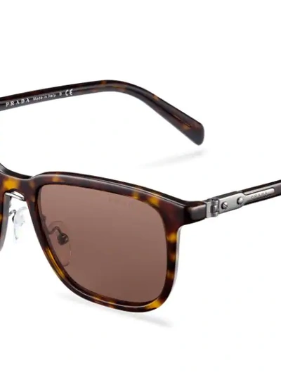 Shop Prada Square-frame Sunglasses - Brown