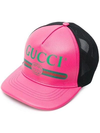 Shop Gucci Front Logo Hat In Pink