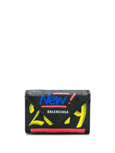 Shop Balenciaga Papier Mini Wallet In Black