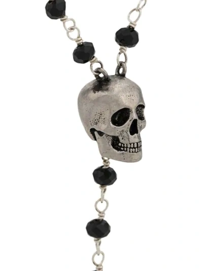Shop Alexander Mcqueen Crystal Embellished Skull Necklace In Black