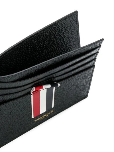 Shop Thom Browne Stripe Detail Card Wallet In Black