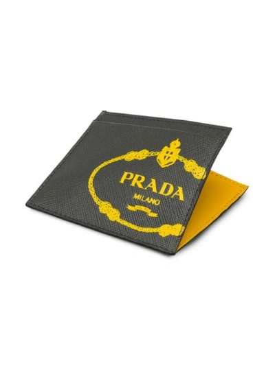 Shop Prada Saffiano Leather Credit Card Holder - Grey