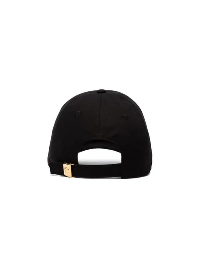 Shop Versace Black Blasone Baroque Embroidered Cotton Cap In I9cv Black