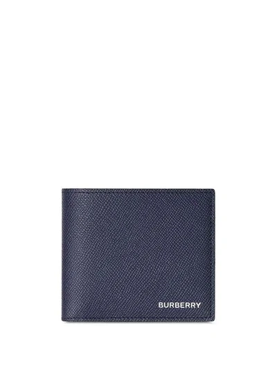 Shop Burberry Grainy Leather International Bifold Coin Wallet In Blue