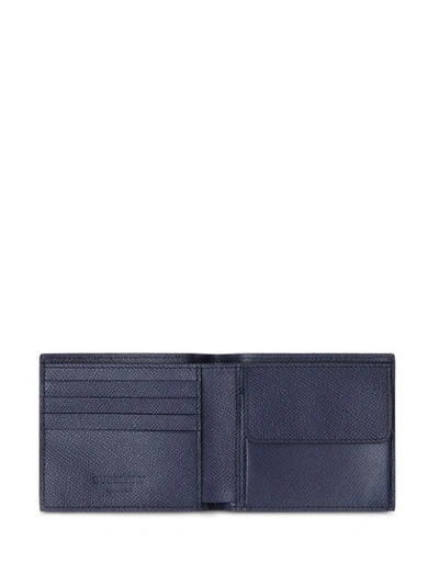 Shop Burberry Grainy Leather International Bifold Coin Wallet In Blue