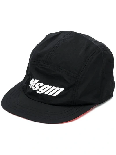 Shop Msgm Baseballkappe Mit Logo-print In Black