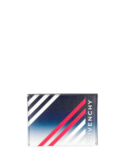 Shop Givenchy Stripe Print Cardholder In Blue