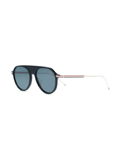 Shop Thom Browne Black Aviator Sunglasses