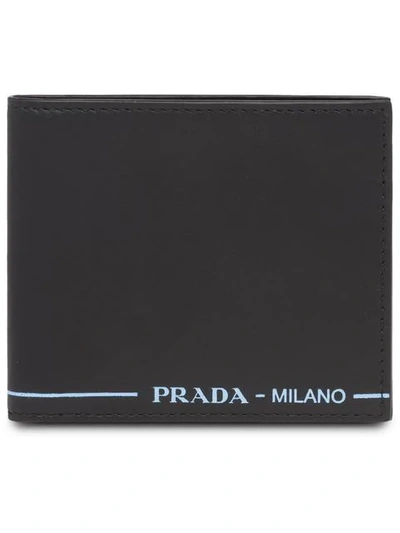 Shop Prada Logo Print Flap Wallet In Black