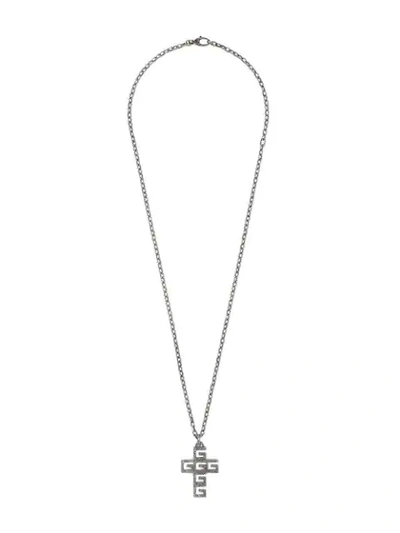 Shop Gucci Necklace With Square G Cross In Silver