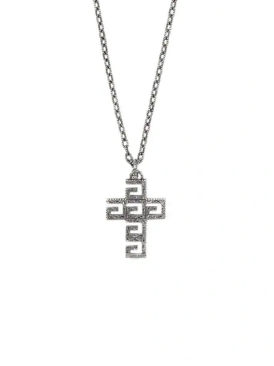 Shop Gucci Necklace With Square G Cross In Silver