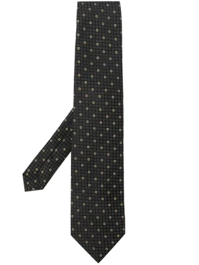 Shop Etro Micro-square Pattern Tie In Black
