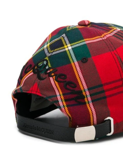 ALEXANDER MCQUEEN SIGNATURE CHECK PATCHWORK BASEBALL HAT - 红色