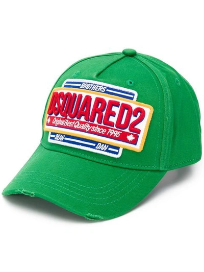 Shop Dsquared2 Logo Patch Baseball Cap In Green