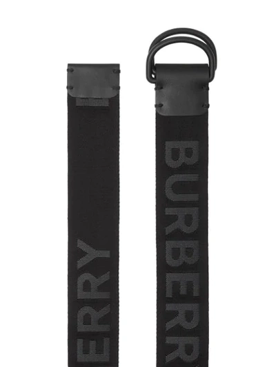 BURBERRY LOGO细节双D字扣环腰带 - 黑色