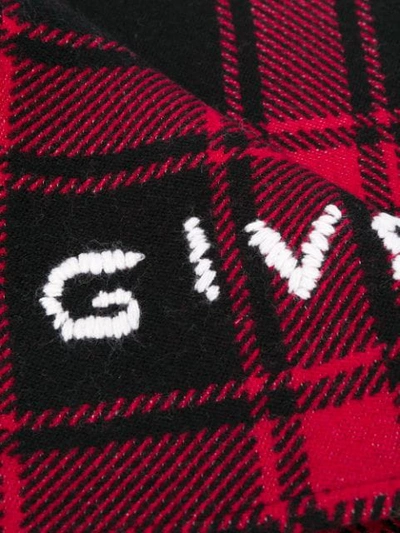 Shop Givenchy Plaid Logo Scarf In Red