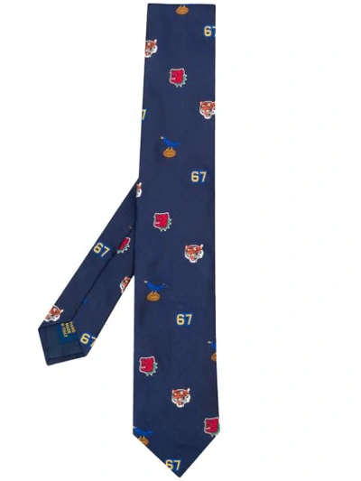 Shop Polo Ralph Lauren Animal Head Print Tie In Blue