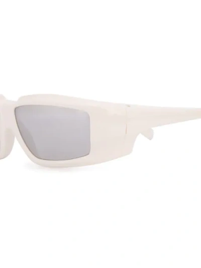 Shop Rick Owens Larry Rick Sunglasses In White