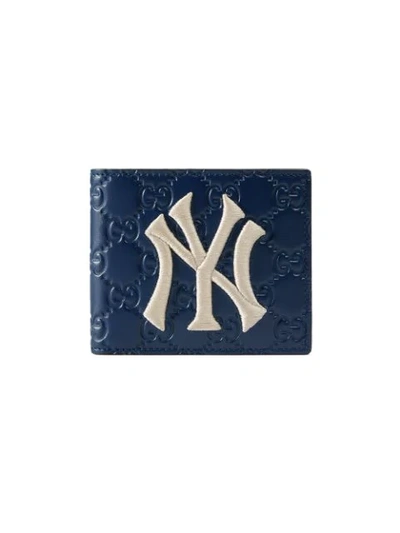 Shop Gucci Ny Yankees™ Patch Wallet In Blue