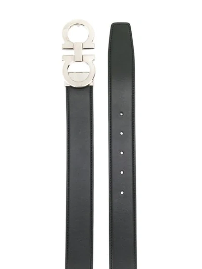 Shop Ferragamo Double Gancino Belt In Black