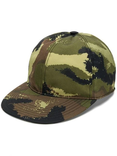 Shop Valentino Camouflage Baseball Cap In Green