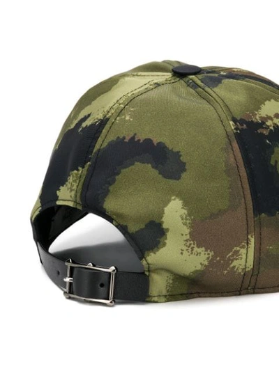 Shop Valentino Camouflage Baseball Cap In Green