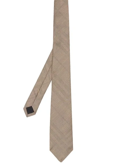 Shop Burberry Classic Cut Check Silk Jacquard Tie In Neutrals