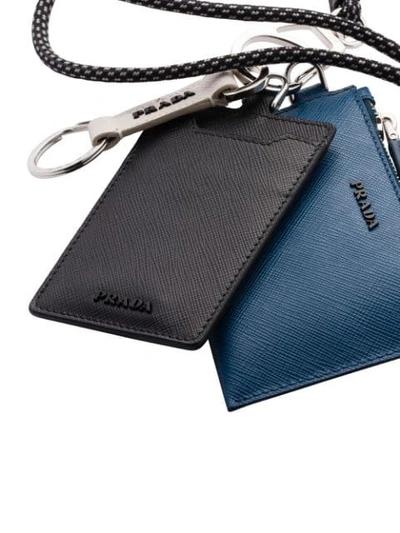 Shop Prada Saffiano Leather Keychain Trick In Black