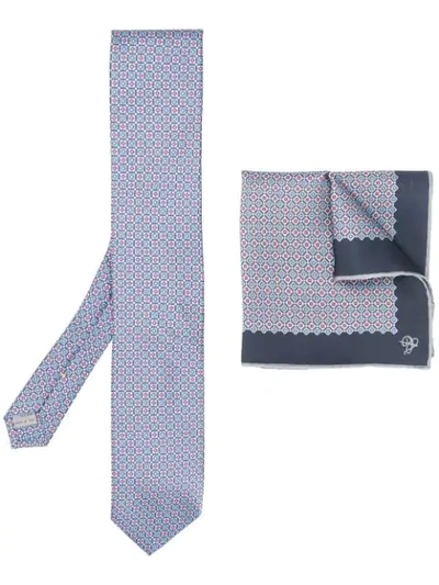 Shop Canali Tie And Pocket Square Set In Blue