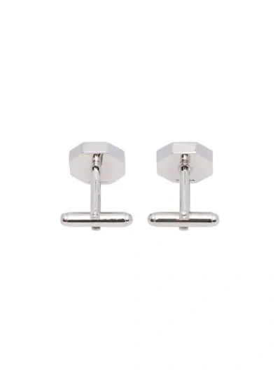 Shop Prada Silver And Enamel Cufflinks - Blue