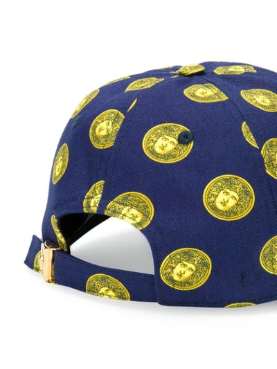 Shop Versace Medusa Head Print Baseball Cap In Blue