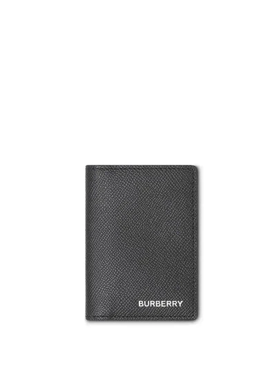 Shop Burberry Grainy Leather Folding Card Case In Black