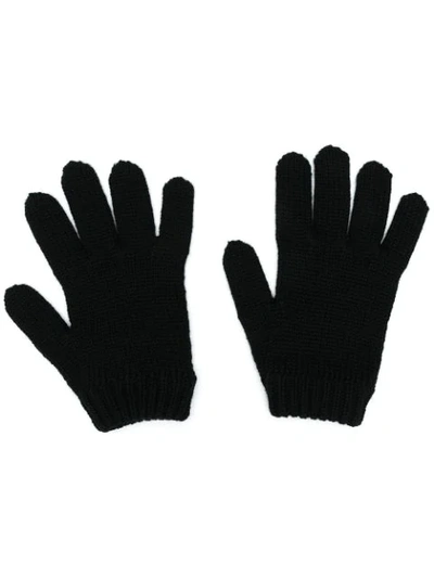 Shop Prada Intarsia Knit Gloves In Black