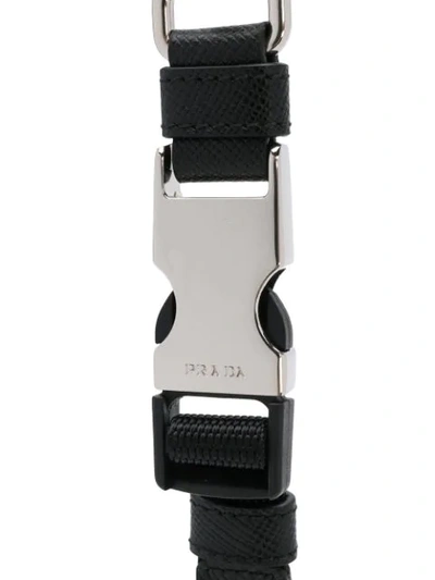 Shop Prada Buckled Leather Key Ring - Black