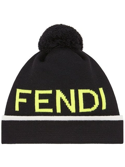 Shop Fendi Pom-pom Hat In Black