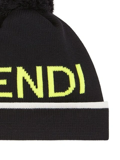 Shop Fendi Pom-pom Hat In Black