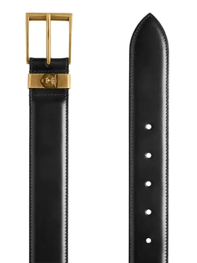 Shop Gucci Leather Belt With Feline Head In Black