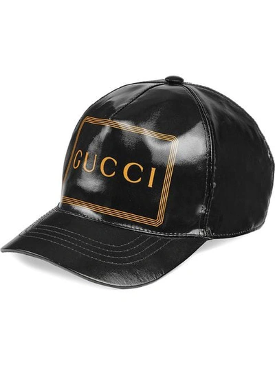 Shop Gucci Logo-print Baseball Cap In Black