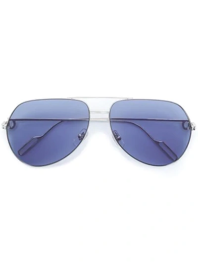 Shop Cartier Aviator Sunglasses In Silver