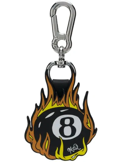 Shop Mcq By Alexander Mcqueen Fire Ball Printed Keyring In Black