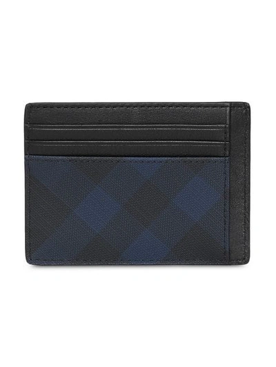 Shop Burberry London Check Card Case In Blue