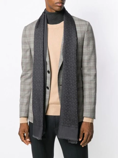 Shop Ferragamo Gancio Jacquard Scarf In Grey