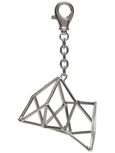 Shop Rick Owens Silver Metallic Triangle And Square Shape Keyring
