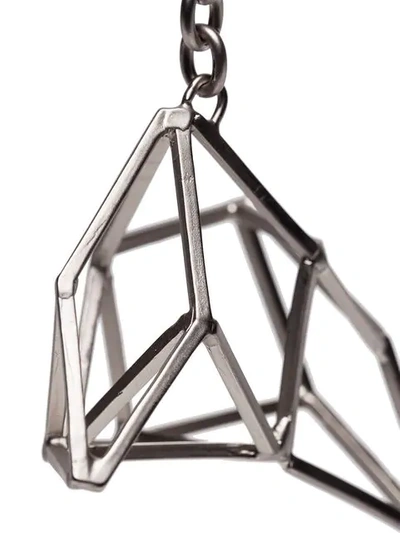 Shop Rick Owens Silver Metallic Triangle And Square Shape Keyring