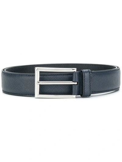 Shop Prada Saffiano Classic Buckle Belt In Blue