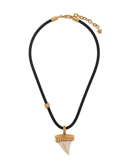 Shop Versace Shark Tooth Necklace In Black