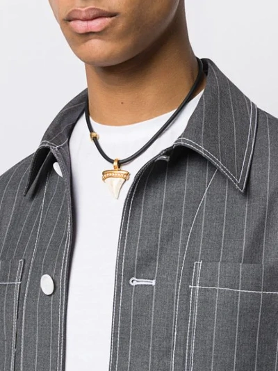 Shop Versace Shark Tooth Necklace In Black